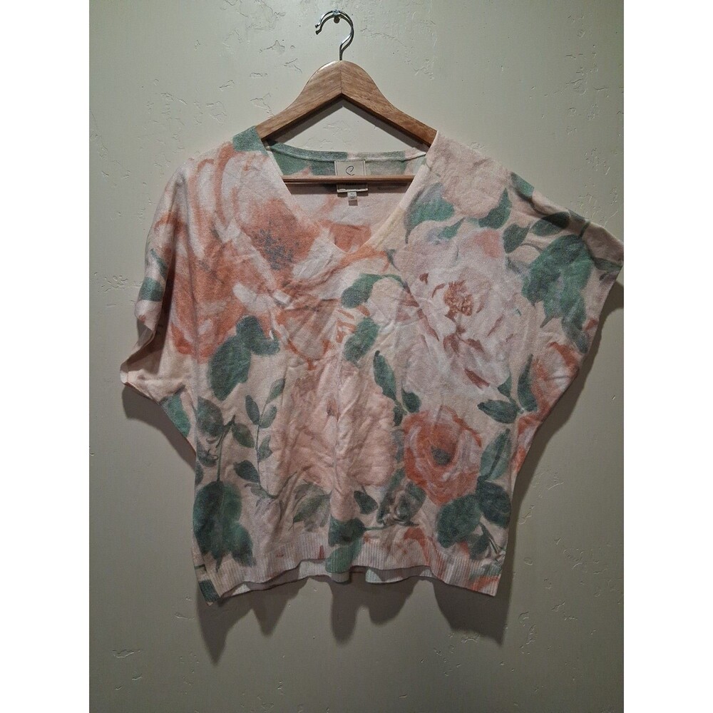 Sioni Women’s Size XL Pastel Floral Sleeveless Sweater Feminine Soft Romantic